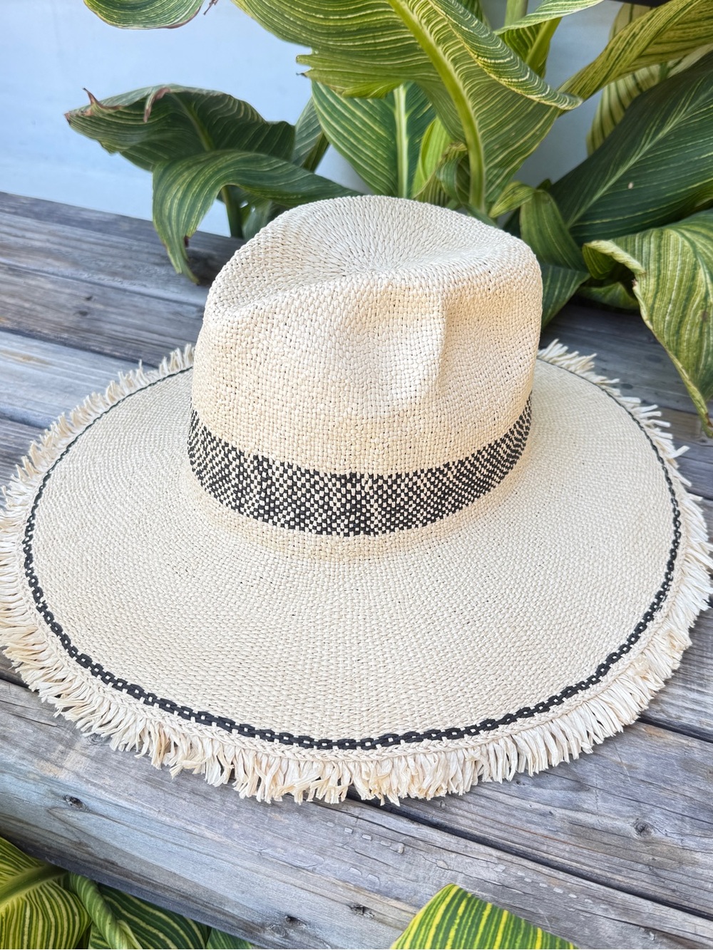 Shiraleah Natural Straw Sun Hat with Black Trim